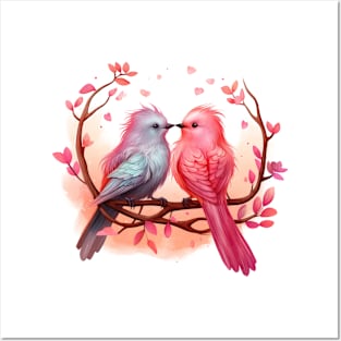 Valentine Kissing Catbird Couple Posters and Art